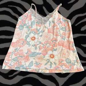 Flora Pink Floral Lace Trim Cami Tank Top Size S